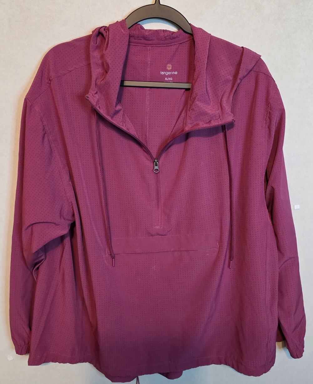 Women's Tangerine Performance activewear half-zip hoodie front kangaroo pocket